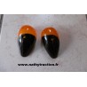 La paire de cabochon AV orange/ noir