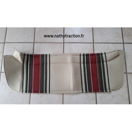 Plage arrière en tissu rayé beige/ vert / rouge 2CV