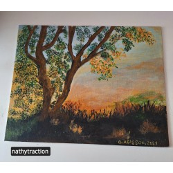 Peinture l'arbre et son coucher de soleil