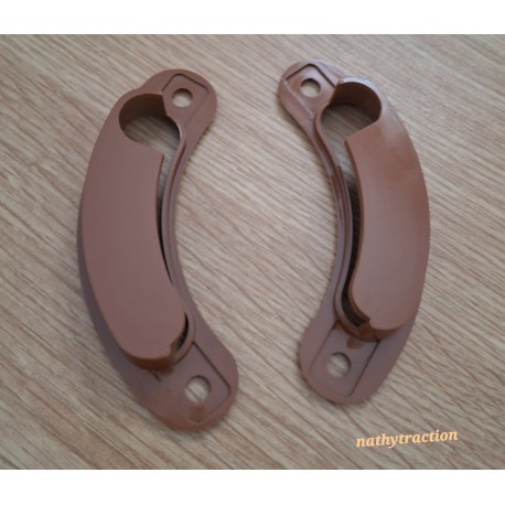 Paire d'enjoliveurs de poignée de porte marron pour 2CV