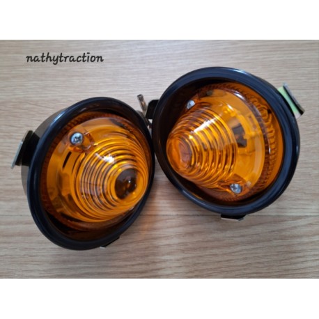 Paire feux clignotants aile avnt 2cv support noir