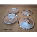Un lot de 4 enjoliveurs de roue en inox 2CV/Dyane/Acadiane/Méhari