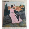 Tableau la dame à la robe rose