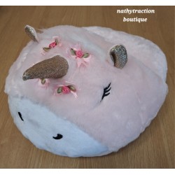 Chausson Licorne rose /blanc